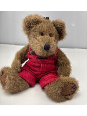 Boyds Bears Plush "Kyle L. Berriman" Teddy Brown Fur Red Corduroy Overalls